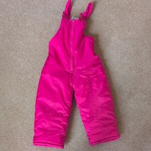 Hot Pink 2T Snow Suit. It Has Adjustable Straps And Zipper Enclosure.